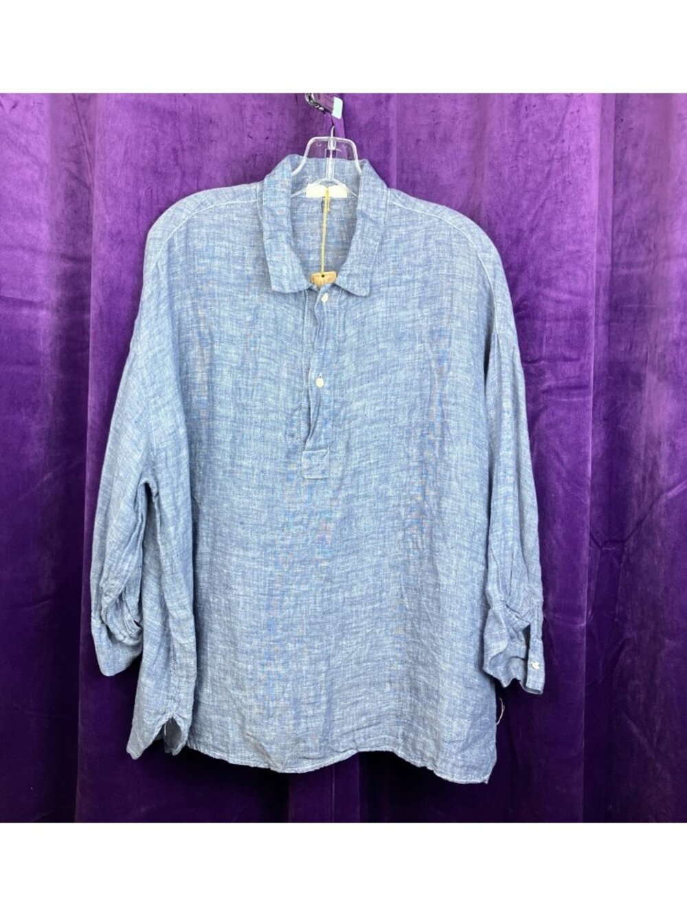 $224 NWT S Oversized CP Shades Linen Gigi Tunic Blue Wash Shirt Chambray